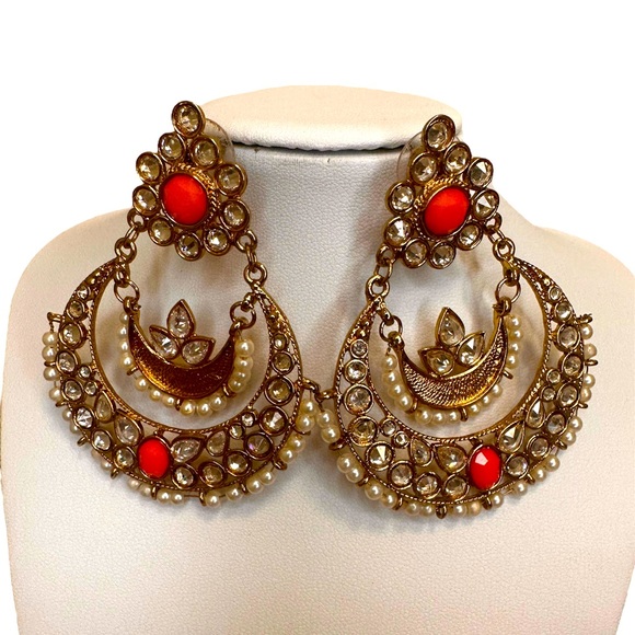 Indian Chandbali Earrings, Wedding Earring, Party Earrings, Indian Party Earring - Picture 1 of 2
